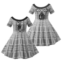 Mabuhay Philippines Festival Family Matching Long Sleeve Bodycon Dress and Hawaiian Shirt Philippine Eagle Sun Three Stars Barong Pattern DT05 Daughter's Dress Gray - Polynesian Pride