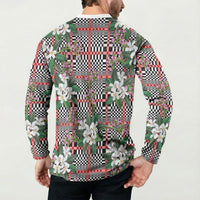 Red Binakol Motifs With Jasminum Sambac Button Sweatshirt Mabuhay Philippines Festival