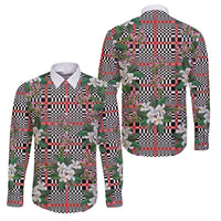 Red Binakol Motifs With Jasminum Sambac Family Matching Long Sleeve Bodycon Dress and Hawaiian Shirt Mabuhay Philippines Festival DT05 Dad's Shirt - Long Sleeve Red - Polynesian Pride