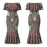 Red Binakol Motifs With Jasminum Sambac Family Matching Mermaid Dress and Hawaiian Shirt Mabuhay Philippines Festival DT05 Mom's Dress Red - Polynesian Pride