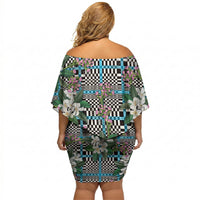 Blue Binakol Motifs With Jasminum Sambac Off Shoulder Short Dress Mabuhay Philippines Festival DT05 - Polynesian Pride