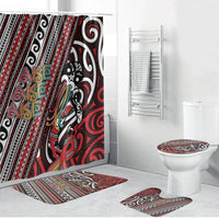 Maori Language Week Bathroom Set Ake Ake Ake Tribal Patterns DT05 Bathroom Set (4 pcs) Red - Polynesian Pride
