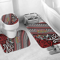 Maori Language Week Bathroom Set Ake Ake Ake Tribal Patterns DT05 Mat Set Only (3 pcs) One Size Red - Polynesian Pride
