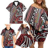 Personalised Maori Language Week Family Matching Off Shoulder Short Dress and Hawaiian Shirt Ake Ake Ake Tribal Patterns DT05 - Polynesian Pride