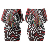 Personalised Maori Language Week Family Matching Off Shoulder Short Dress and Hawaiian Shirt Ake Ake Ake Tribal Patterns DT05 Mom's Dress Red - Polynesian Pride