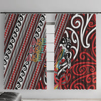 Maori Language Week Window Curtain Ake Ake Ake Tribal Patterns DT05 With Hooks Red - Polynesian Pride