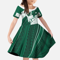 Custom Hawaii Volleyball Family Matching Short Sleeve Bodycon Dress and Hawaiian Shirt Shaka Aloha Hand