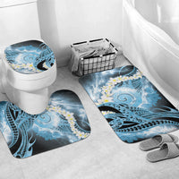 Piko Hawaiian Bathroom Set Blue Galaxy Spiral Plumeria Tribal Patterns DT05 Mat Set Only (3 pcs) One Size Blue - Polynesian Pride