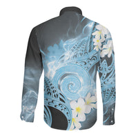 Piko Hawaiian Long Sleeve Button Shirt Blue Galaxy Spiral Plumeria Tribal Patterns DT05 - Polynesian Pride