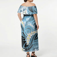 Piko Hawaiian Off Shoulder Maxi Dress Blue Galaxy Spiral Plumeria Tribal Patterns DT05 - Polynesian Pride