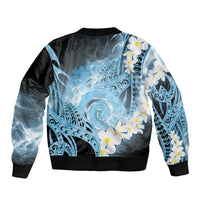 Piko Hawaiian Sleeve Zip Bomber Jacket Blue Galaxy Spiral Plumeria Tribal Patterns DT05 - Polynesian Pride
