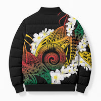 Piko Hawaiian Bomber Puffer Jacket Gradient Spiral Plumeria Tribal Patterns DT05 - Polynesian Pride
