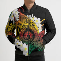 Piko Hawaiian Bomber Puffer Jacket Gradient Spiral Plumeria Tribal Patterns DT05 - Polynesian Pride
