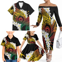 Piko Hawaiian Family Matching Off The Shoulder Long Sleeve Dress and Hawaiian Shirt Gradient Spiral Plumeria Tribal Patterns DT05 - Polynesian Pride