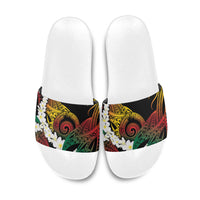 Piko Hawaiian Slide Sandals Gradient Spiral Plumeria Tribal Patterns DT05 Multicolor - Polynesian Pride