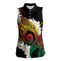 Piko Hawaiian Women Sleeveless Polo Shirt Gradient Spiral Plumeria Tribal Patterns DT05 Female Multicolor - Polynesian Pride