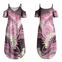 Piko Hawaiian Couples Matching Summer Maxi Dress and Long Sleeve Button Shirt Pink Galaxy Spiral Plumeria Tribal Patterns DT05 - Polynesian Pride