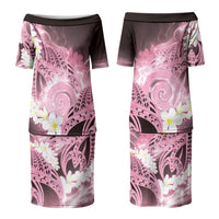 Piko Hawaiian Family Matching Puletasi and Hawaiian Shirt Pink Galaxy Spiral Plumeria Tribal Patterns DT05 Mom's Dress Pink - Polynesian Pride