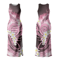 Piko Hawaiian Family Matching Tank Maxi Dress and Hawaiian Shirt Pink Galaxy Spiral Plumeria Tribal Patterns DT05 Mom's Dress Pink - Polynesian Pride