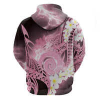 Piko Hawaiian Hoodie Pink Galaxy Spiral Plumeria Tribal Patterns DT05 - Polynesian Pride