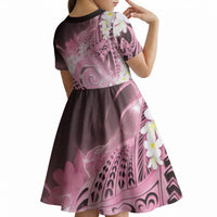 Piko Hawaiian Kid Short Sleeve Dress Pink Galaxy Spiral Plumeria Tribal Patterns DT05 - Polynesian Pride
