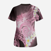 Piko Hawaiian Scrub Top Pink Galaxy Spiral Plumeria Tribal Patterns DT05 - Polynesian Pride