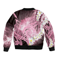 Piko Hawaiian Sleeve Zip Bomber Jacket Pink Galaxy Spiral Plumeria Tribal Patterns DT05 - Polynesian Pride
