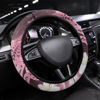 Piko Hawaiian Steering Wheel Cover Pink Galaxy Spiral Plumeria Tribal Patterns DT05 Universal Fit Pink - Polynesian Pride