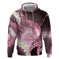 Piko Hawaiian Zip Hoodie Pink Galaxy Spiral Plumeria Tribal Patterns DT05 Pullover Hoodie Pink - Polynesian Pride
