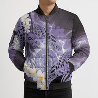 Piko Hawaiian Bomber Puffer Jacket Purple Galaxy Spiral Plumeria Tribal Patterns DT05 - Polynesian Pride