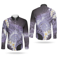 Piko Hawaiian Couples Matching Off Shoulder Maxi Dress and Long Sleeve Button Shirt Purple Galaxy Spiral Plumeria Tribal Patterns DT05 - Polynesian Pride