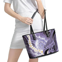 Piko Hawaiian Leather Tote Bag Purple Galaxy Spiral Plumeria Tribal Patterns DT05 - Polynesian Pride