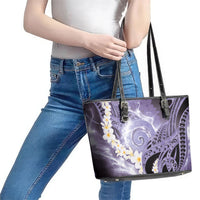 Piko Hawaiian Leather Tote Bag Purple Galaxy Spiral Plumeria Tribal Patterns DT05 - Polynesian Pride