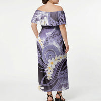 Piko Hawaiian Off Shoulder Maxi Dress Purple Galaxy Spiral Plumeria Tribal Patterns DT05 - Polynesian Pride
