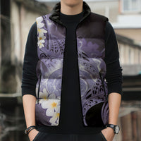 Piko Hawaiian Sleeveless Puffer Jacket Purple Galaxy Spiral Plumeria Tribal Patterns DT05 - Polynesian Pride