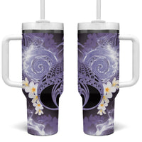 Piko Hawaiian Tumbler With Handle Purple Galaxy Spiral Plumeria Tribal Patterns DT05 One Size: 40 oz Purple - Polynesian Pride