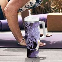 Piko Hawaiian Tumbler With Handle Purple Galaxy Spiral Plumeria Tribal Patterns DT05 - Polynesian Pride