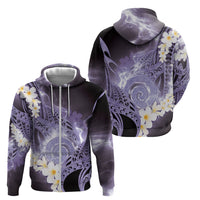 Piko Hawaiian Zip Hoodie Purple Galaxy Spiral Plumeria Tribal Patterns DT05 - Polynesian Pride