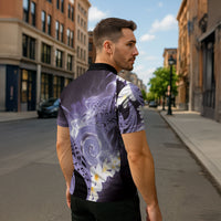 Piko Hawaiian Zipper Polo Shirt Purple Galaxy Spiral Plumeria Tribal Patterns DT05 - Polynesian Pride