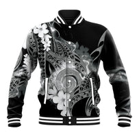 Piko Hawaiian Baseball Jacket Monochrome Galaxy Spiral Plumeria Tribal Patterns DT05 Unisex Black - Polynesian Pride