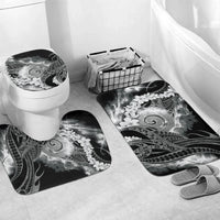 Piko Hawaiian Bathroom Set Monochrome Galaxy Spiral Plumeria Tribal Patterns DT05 Mat Set Only (3 pcs) One Size Black - Polynesian Pride