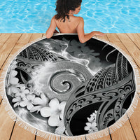 Piko Hawaiian Beach Blanket Monochrome Galaxy Spiral Plumeria Tribal Patterns DT05 - Polynesian Pride