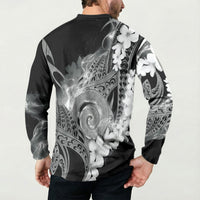 Piko Hawaiian Button Sweatshirt Monochrome Galaxy Spiral Plumeria Tribal Patterns DT05 - Polynesian Pride