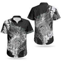 Piko Hawaiian Couples Matching Short Sleeve Bodycon Dress and Hawaiian Shirt Monochrome Galaxy Spiral Plumeria Tribal Patterns DT05 - Polynesian Pride