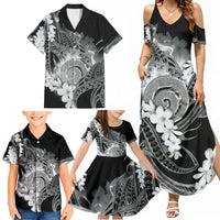 Piko Hawaiian Family Matching Summer Maxi Dress and Hawaiian Shirt Monochrome Galaxy Spiral Plumeria Tribal Patterns DT05 - Polynesian Pride
