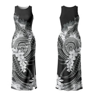 Piko Hawaiian Family Matching Tank Maxi Dress and Hawaiian Shirt Monochrome Galaxy Spiral Plumeria Tribal Patterns DT05 Mom's Dress Black - Polynesian Pride
