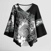 Piko Hawaiian Kimono Sleeve Blouse Monochrome Galaxy Spiral Plumeria Tribal Patterns DT05 Female Black - Polynesian Pride