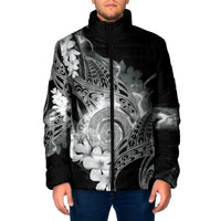 Piko Hawaiian Padded Jacket Monochrome Galaxy Spiral Plumeria Tribal Patterns DT05 Men Black - Polynesian Pride