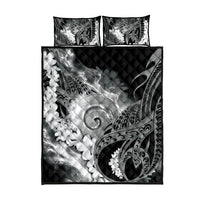 Piko Hawaiian Quilt Bed Set Monochrome Galaxy Spiral Plumeria Tribal Patterns DT05 - Polynesian Pride