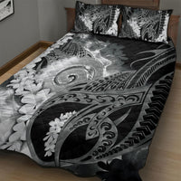 Piko Hawaiian Quilt Bed Set Monochrome Galaxy Spiral Plumeria Tribal Patterns DT05 - Polynesian Pride